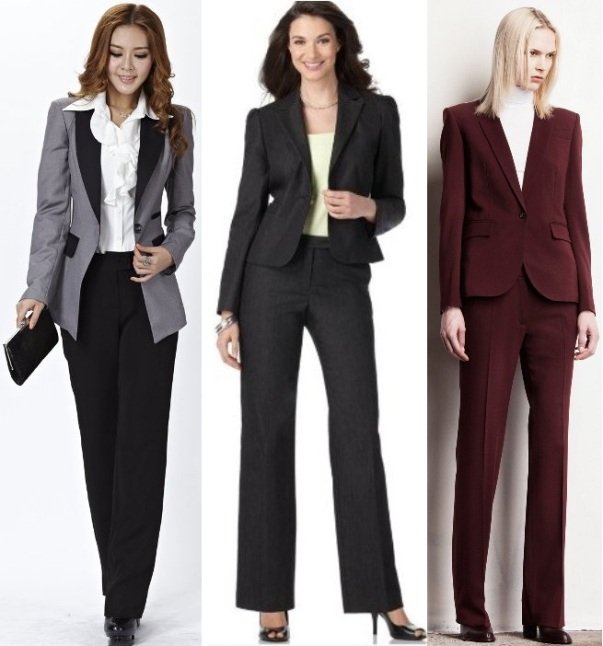 на фото офисные женские брюки на зиму 