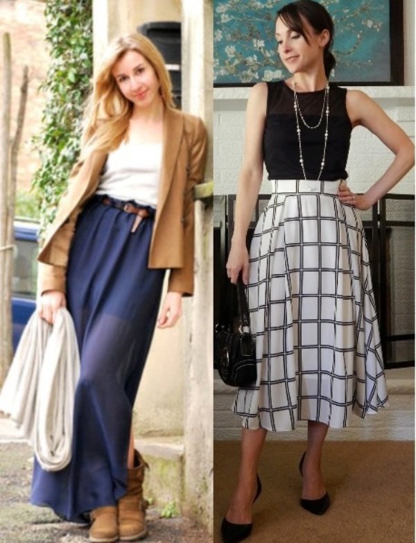 длинные шерстяные юбки на фото