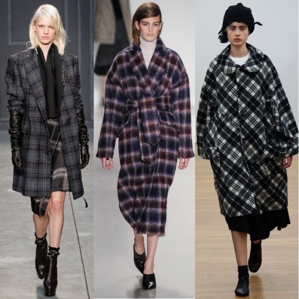 женское пальто в клетку на осень 2014