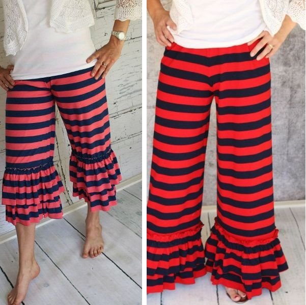 брюки в полоску на фото