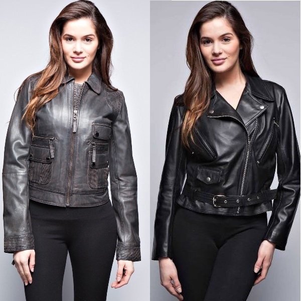 женский кожаный жакет на фото