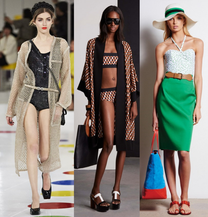 Стильная пляжная мода 2022-2021 года в разноцветье фасонов